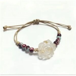 Chinese Ethnic Style Camellia Weaving String Adjustable Bracelet